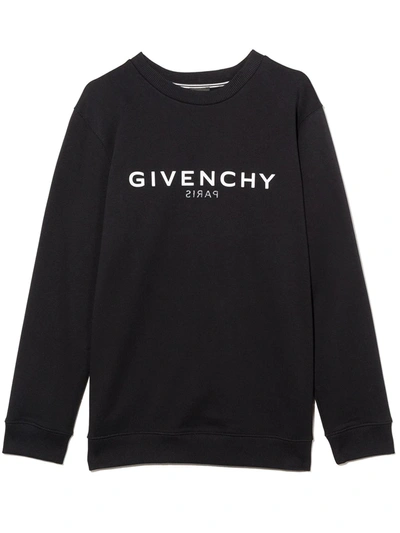 Givenchy Kids' Boy Blend Cotton Black Sweatshirt With Logo Print In Nero