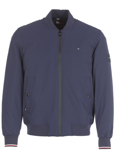 Tommy Hilfiger Loged Patch Bomber Jacket In Yale Navy