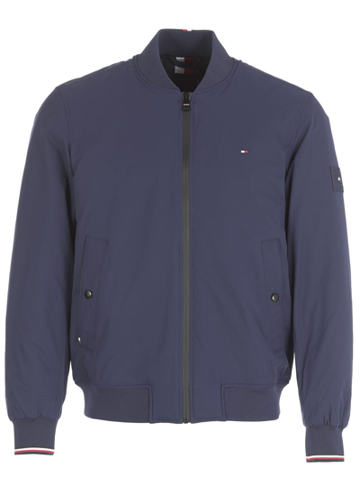 Tommy Hilfiger Loged Patch Bomber Jacket In Navy