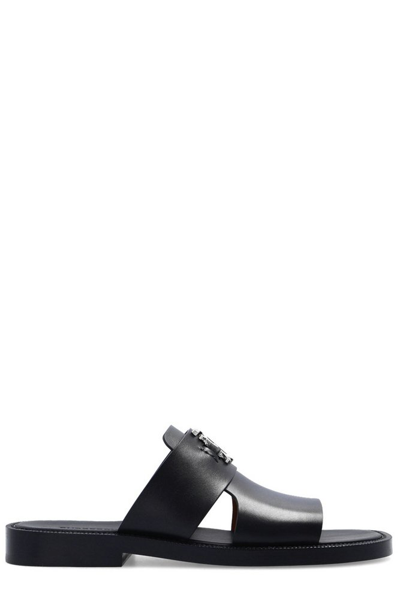 Burberry Black Kingsgate Monogram Motif Leather Sandals
