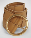 Bottega Veneta Intreccio Napa Leather Belt In Saddle Brown