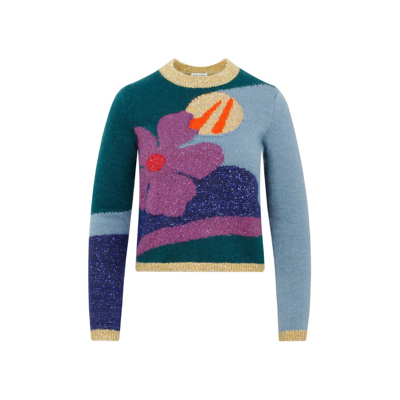 Saint Laurent Jacquard Sequined Sweater In Multicolor