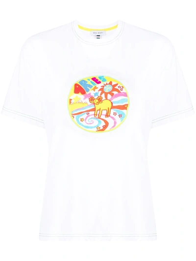 Mira Mikati Embroidered Organic-cotton T-shirt In White