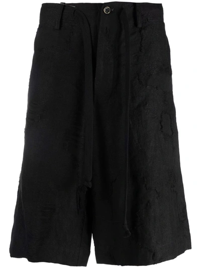Uma Wang Jacquard-pattern Bermuda Shorts In Black