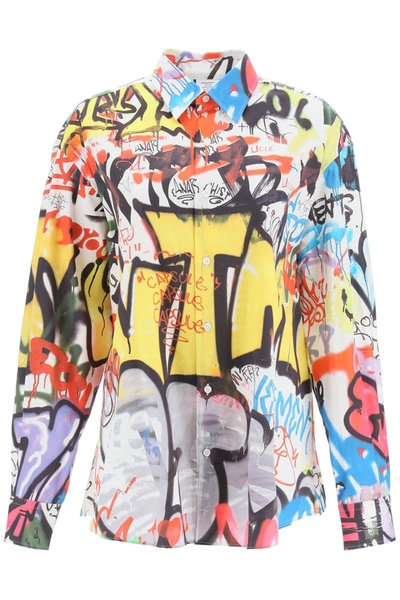 Vetements Cotton Shirt With Graffiti Print - Atterley In White