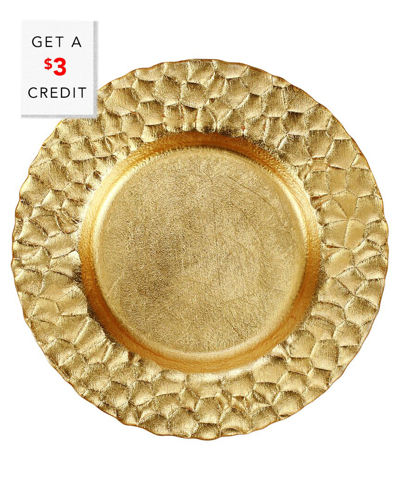 Vietri Rufolo Glass Honeycomb Salad Plate In Gold