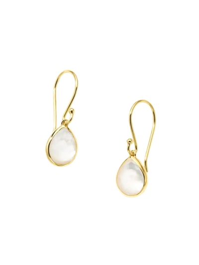 Ippolita 18k Yellow Gold Rock Candy Teardrop Earrings In Rock Crystal And Mother-of-pearl Doublet