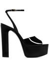 Saint Laurent 95mm Jodie Leather Platform Sandals In Nero