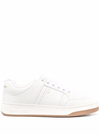 Saint Laurent Sl61 Logo-print Smooth And Textured-leather Sneakers In White