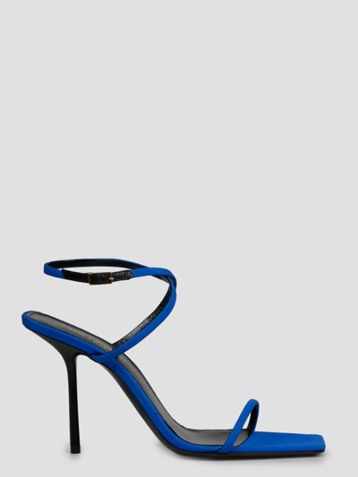 Saint Laurent 110mm Square-toe Leather Sandals In Picasso Blue