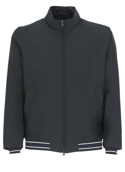 Herno Stripe-detail Bomber Jacket In Blue