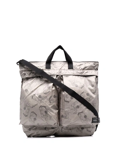 Porter-yoshida & Co All-over Graphic Print Tote Bag In Grey