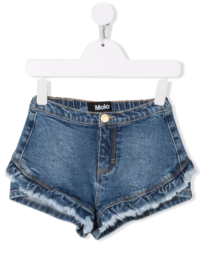 Molo Teen Ruffle-trim Organic-cotton Denim Shorts In Jeans