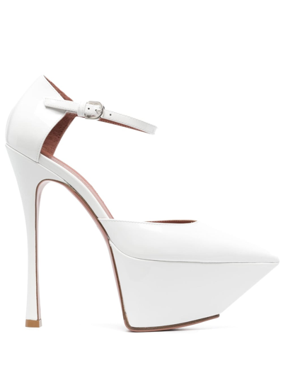 Amina Muaddi 150mm Yigit Patent Leather Pumps In White