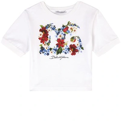Dolce & Gabbana Kids' Little Girl's & Girl's Floral Print Logo T-shirt In White