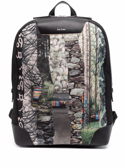 Paul Smith Kids' Multi-print Backpack In Black