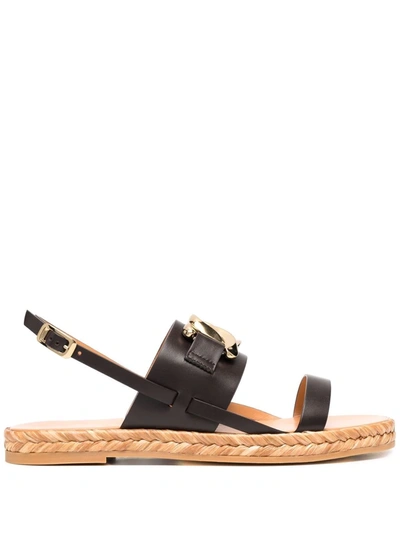 Tod's Chain-embellished Flat Sandals In Brown