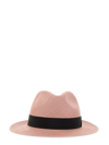 Saint Laurent Logo-patch Woven Fedora In Pink