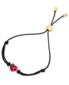 Kate Spade Gold-tone Birthday Gemstone Heart Slider Bracelet In Ruby