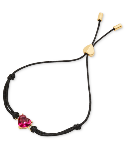 Kate Spade Gold-tone Birthday Gemstone Heart Slider Bracelet In Ruby