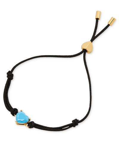Kate Spade Gold-tone Birthday Gemstone Heart Slider Bracelet In Turquoise