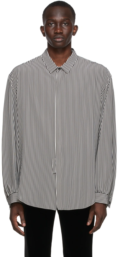 Saint Laurent Striped Silk-crepe De Chine Shirt In Black