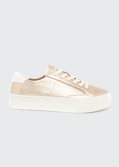 Soludos Ibizia Metallic Low-top Platform Sneakers In Rose Metallic