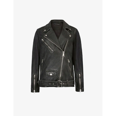 Allsaints Womens Black Billie Leather Biker Jacket S