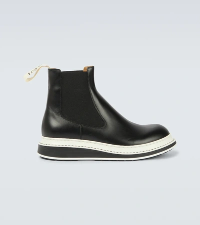Loewe Two-tone Leather Chelsea Boots In Black