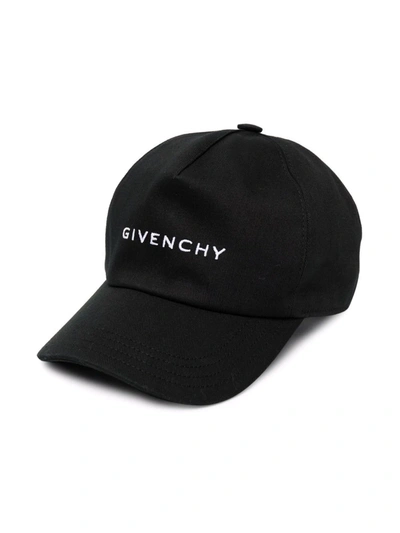 Givenchy Kids' Embroidered Logo Cotton Baseball Cap In Black