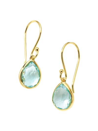 Ippolita 18k Rock Candy Teeny Teardrop Earrings In Rock Crystal In Blue/gold