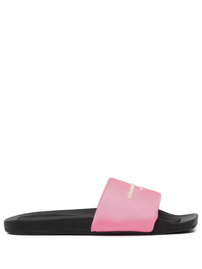 Alexander Wang Aw Pool Logo-print Slides In 959 Neon Bubblegum