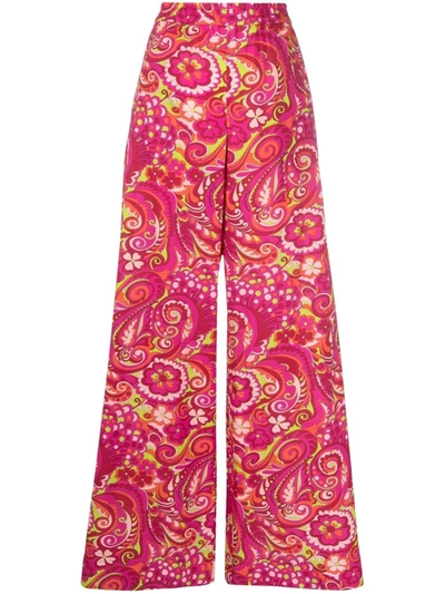 Dolce & Gabbana Floral-print Wide-leg Trousers In Rosso