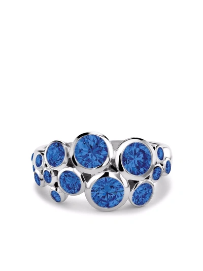 Pragnell 18kt White Gold Bubbles Blue Sapphire Cocktail Ring In Silver