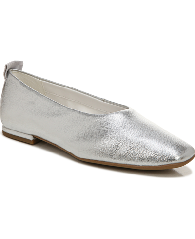 Franco Sarto Vana Womens Leather Slip On Ballet Flats In Silver Faux Leather