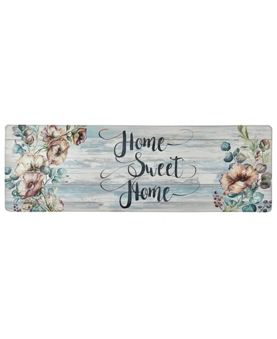Global Rug Designs Cheerful Ways Home Sweet Home Floral 1'6" X 4'7" Runner Area Rug In Gray/blue