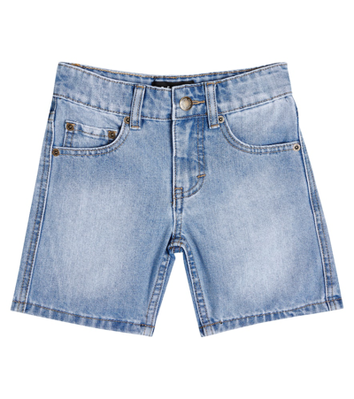 Molo Kids' Art Denim Shorts Light Stone In Blue