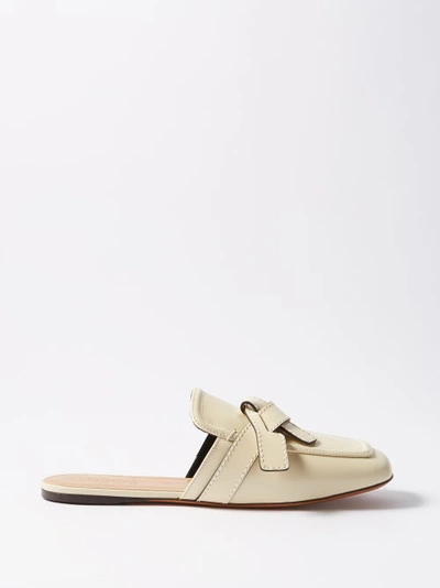 Loewe Gate Leather Backless Loafers In White