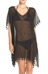 Seafolly 'amnesia' Cotton Gauze Cover-up Caftan In Nero