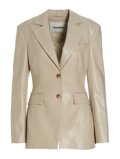 Nanushka Fitted Blazer In Beige