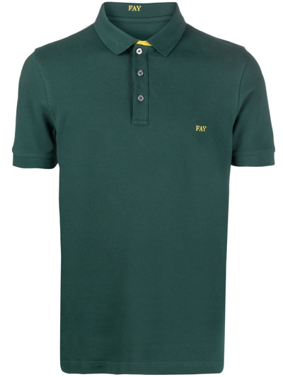 Fay Piquet Cotton Polo Shirt In Verde Smeraldo