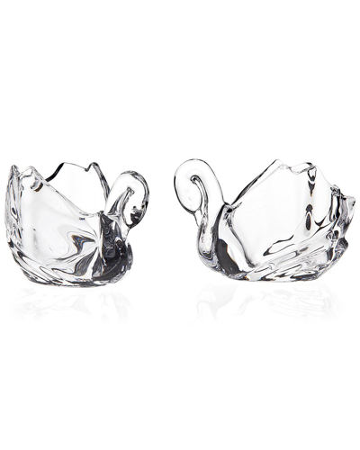 Godinger Swan Votive Crystal Holder Pairs In Silver