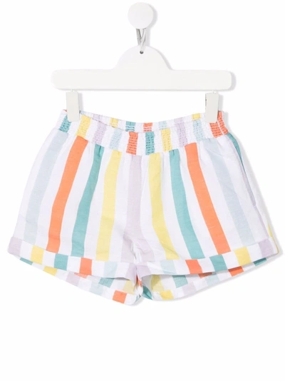 Stella Mccartney Kids' Stripe-print Slip-on Shorts In White