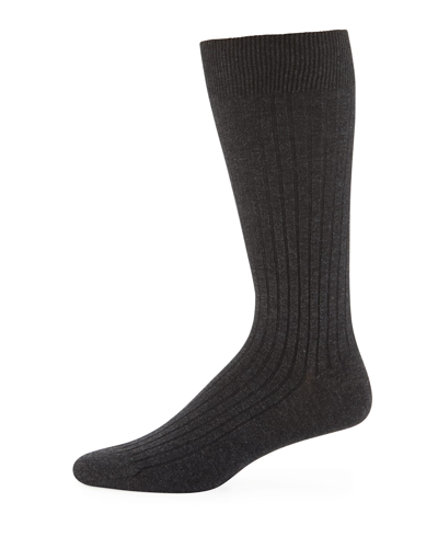 Neiman Marcus Core-spun Socks, Over-the-calf In Navy