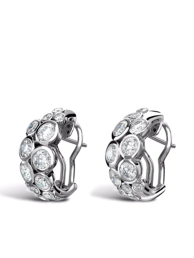 Pragnell 18kt White Gold Bubbles Diamond Hoop Earrings In Silver