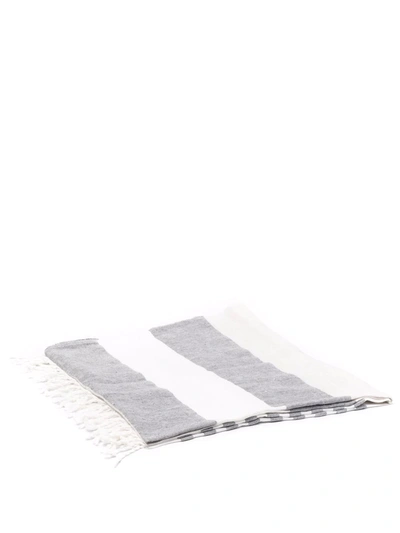 Brunello Cucinelli Striped Linen Blanket In White
