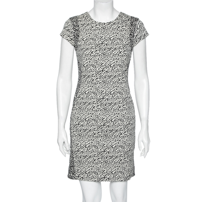 Pre-owned Diane Von Furstenberg Monochrome Cotton Wave Jacquard Pele Snake Dress M In Black