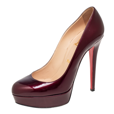 Pre-owned Christian Louboutin Burgundy Patent Leather Bianca Pumps Size 38
