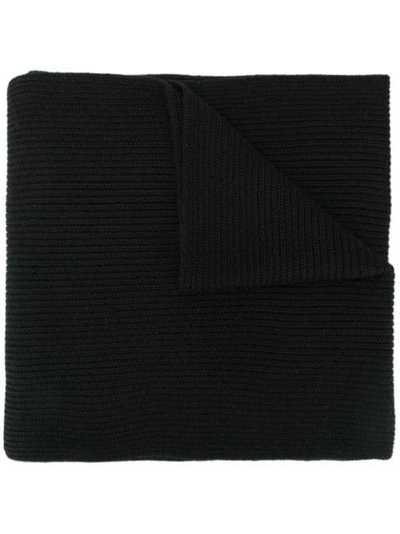 Polo Ralph Lauren Ribbed Logo Scarf In Black