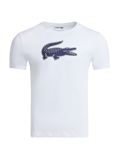 Lacoste Crocodile Graphic T-shirt In White Navy